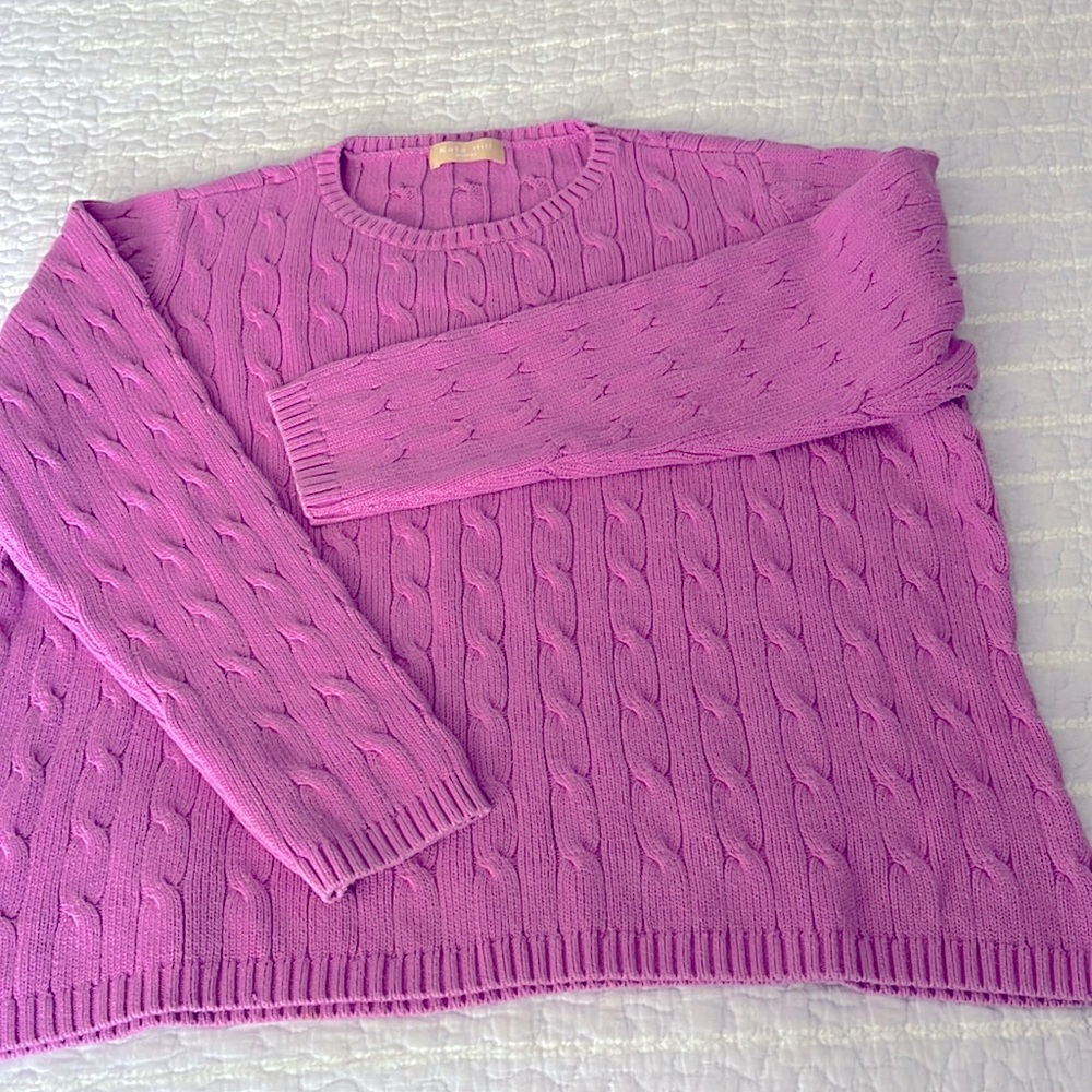 Kate Hill woman cotton cable knit in medium pink. Size 1x.  Gently worn.
